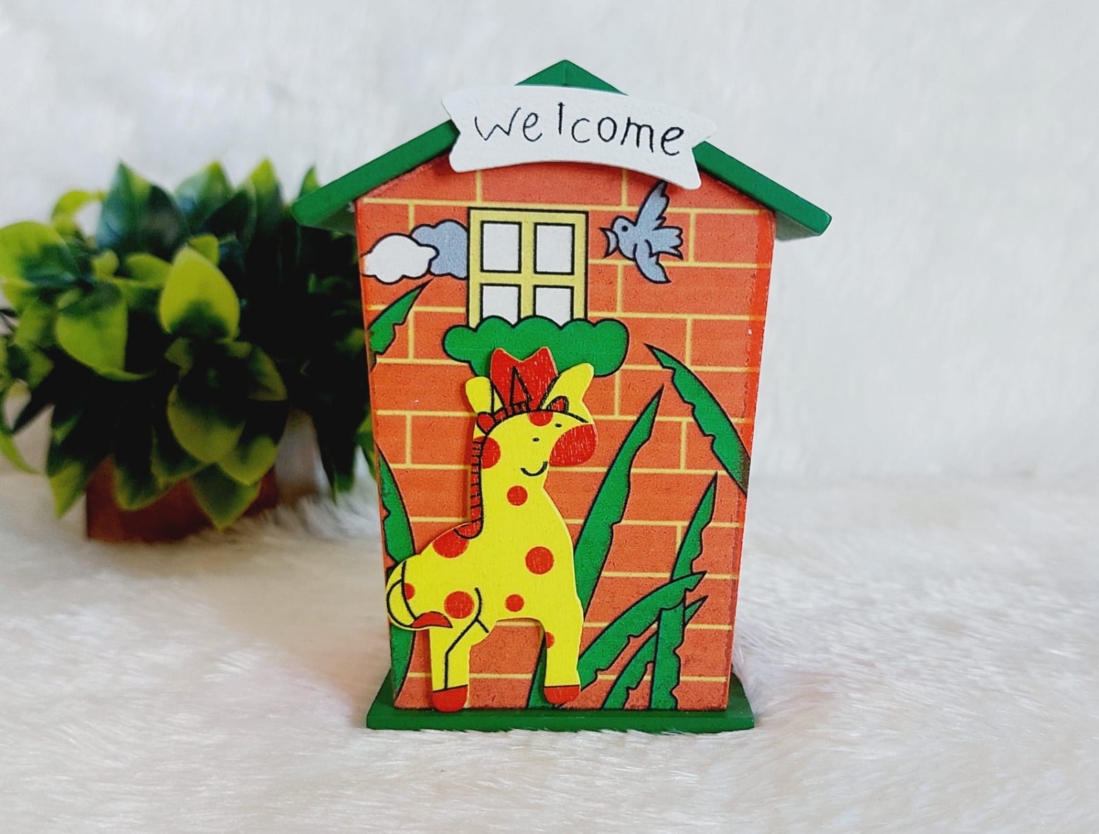 Mini size Handpainted wooden Piggy Bank - Image 3