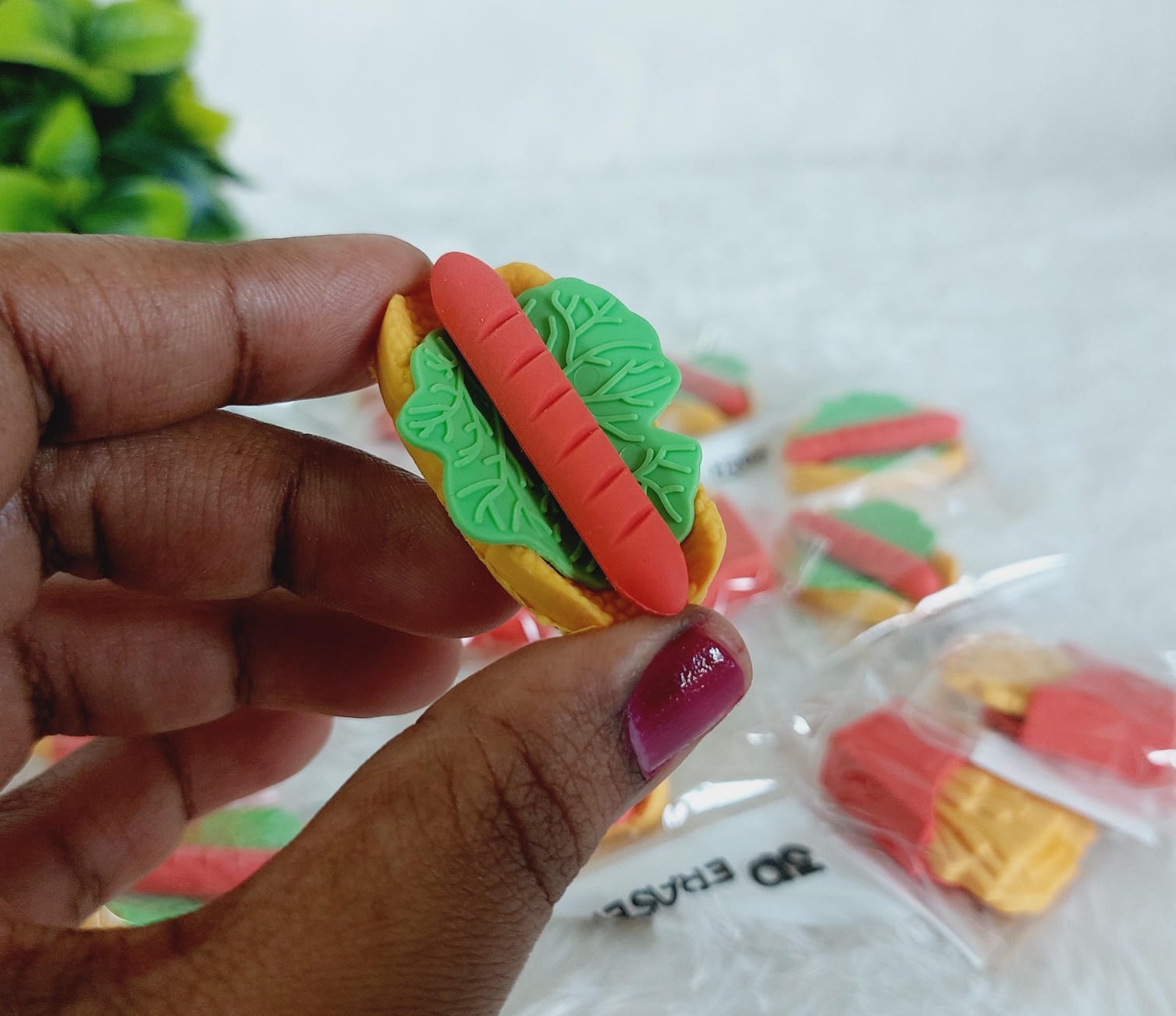 French Fries & Sandwich Eraser Combo- Pack of 2 - Image 4