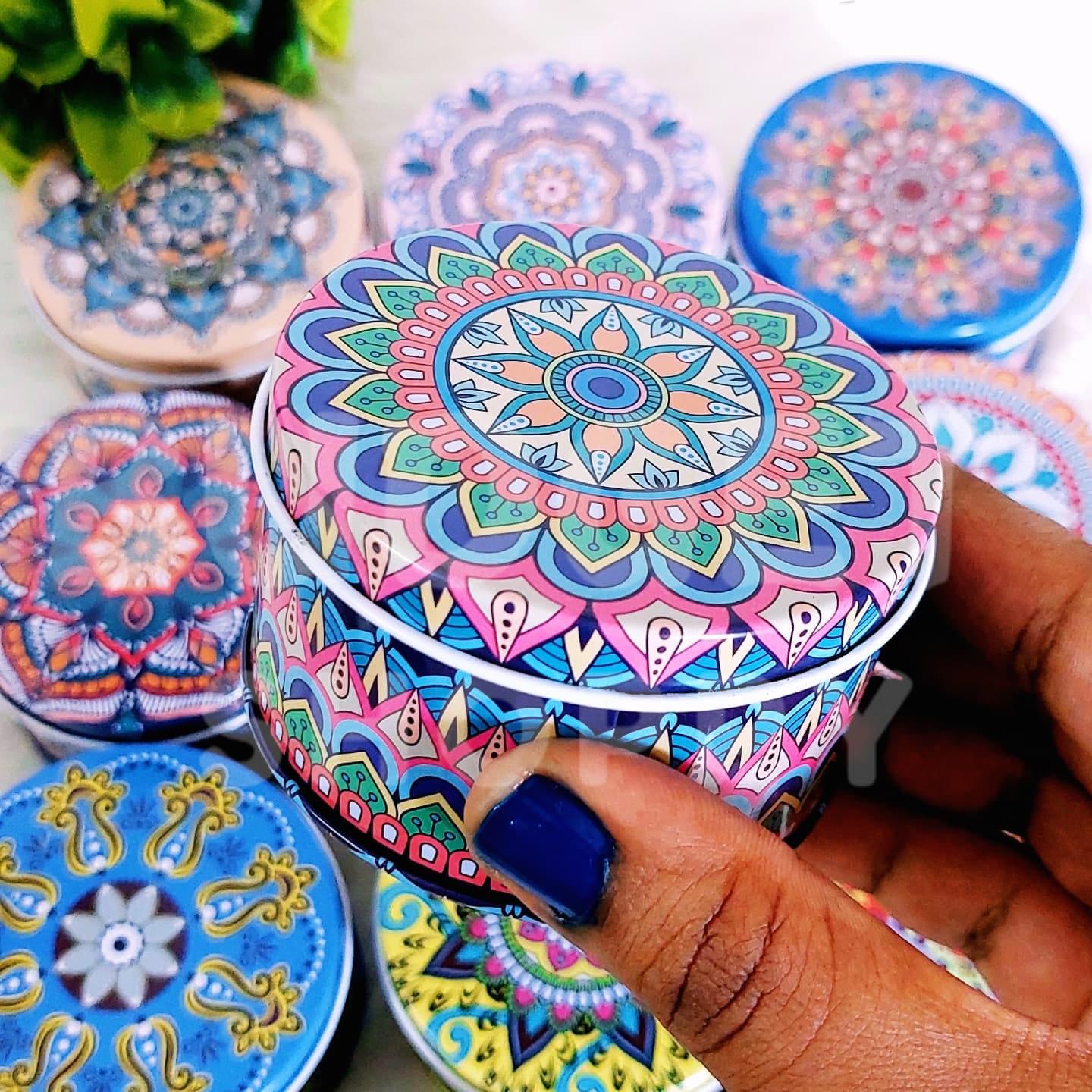 Plain Circular Shaped Tin box- Random Design - Image 5