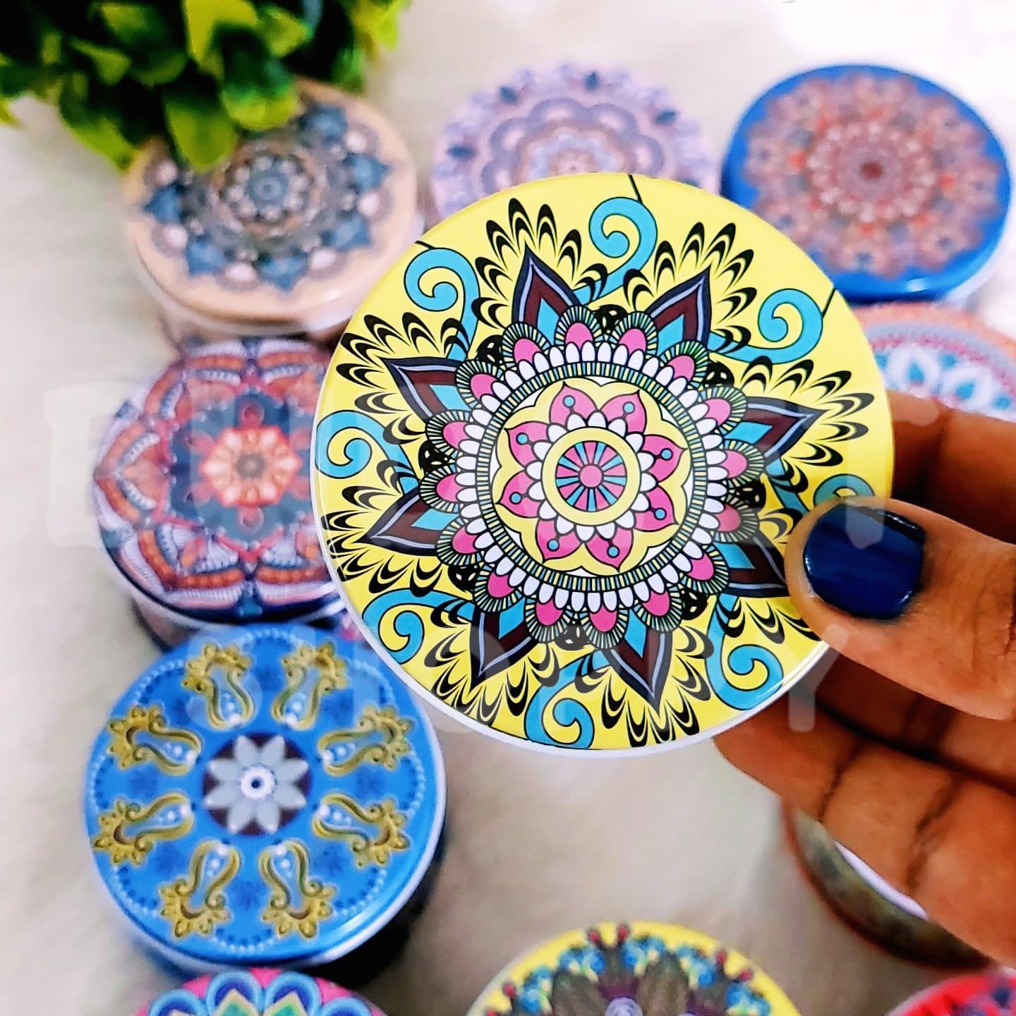 Plain Circular Shaped Tin box- Random Design