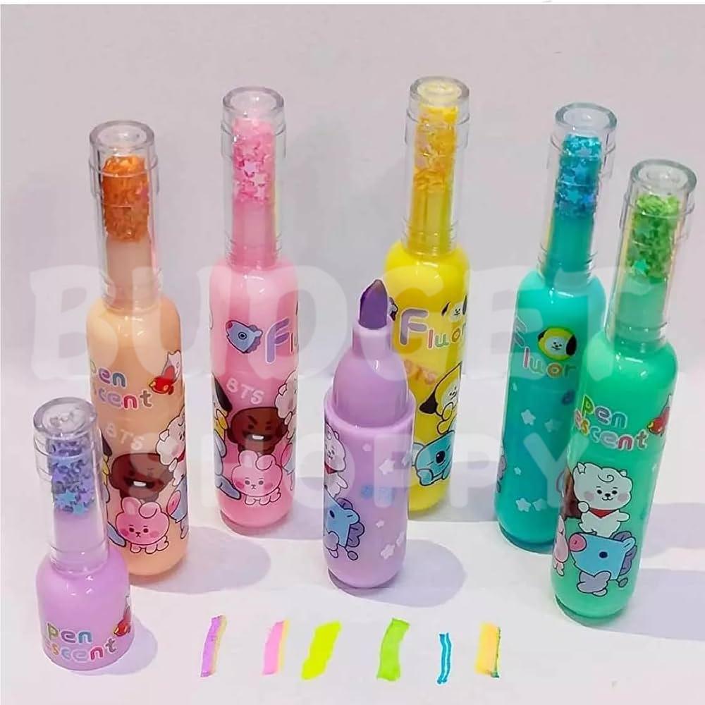 Bottle Highlighter Pens | One Pack - 6 Pcs | Girl's Theme Pack - Image 5