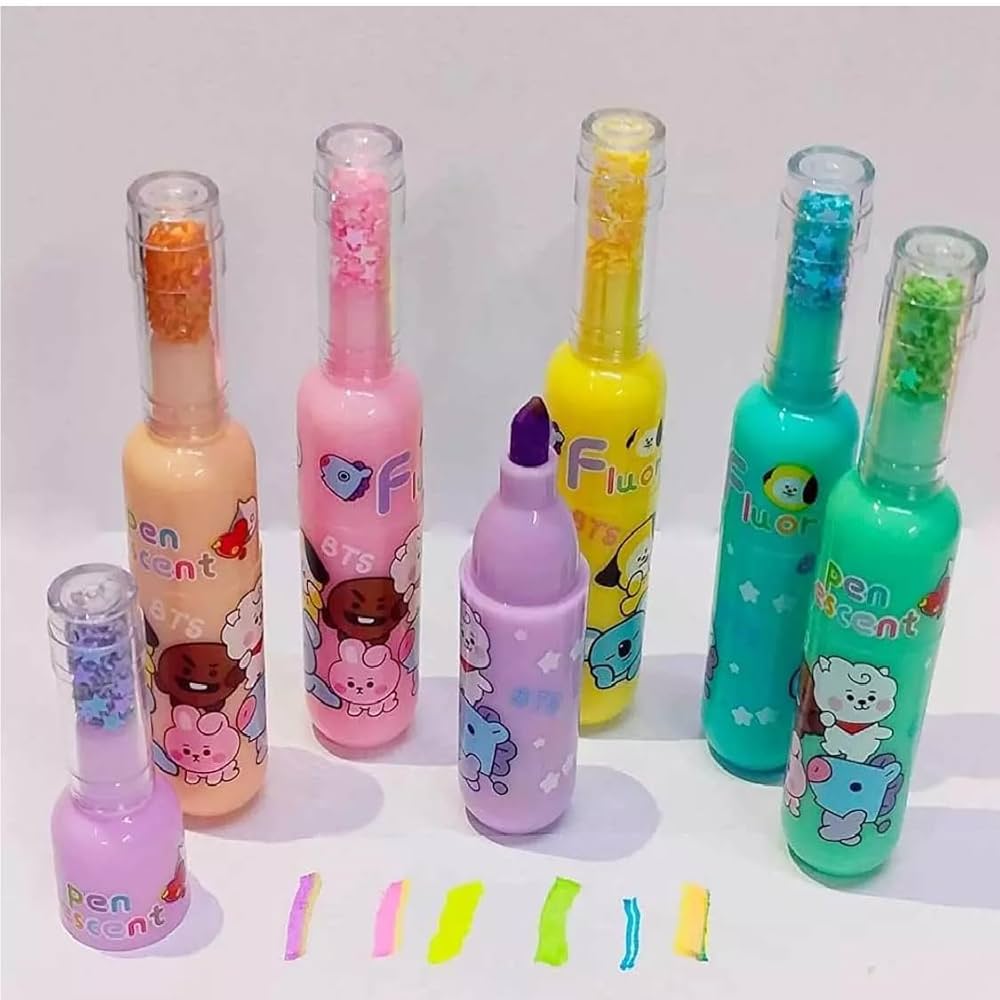 Bottle Highlighter Pens | One Pack - 6 Pcs | Girl's Theme Pack - Image 5