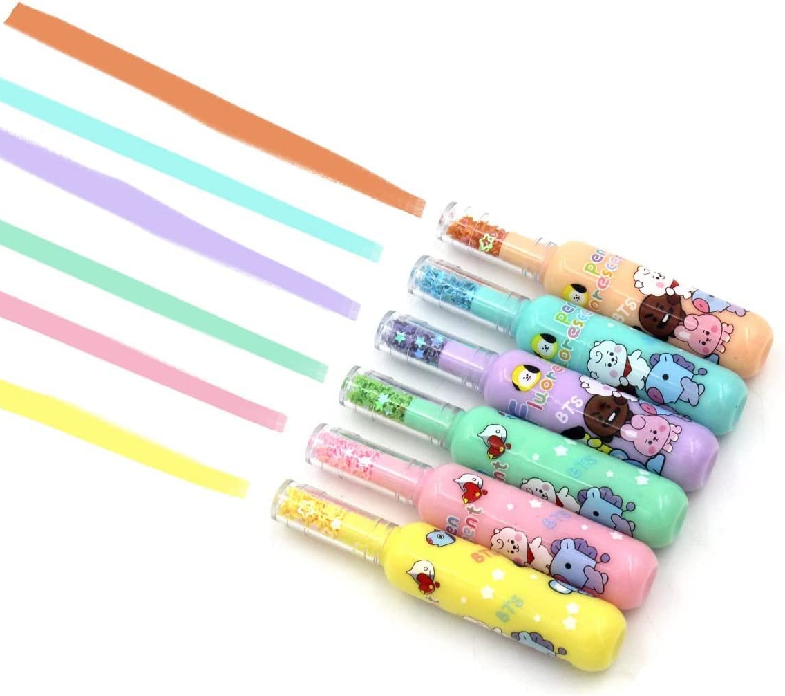 Bottle Highlighter Pens | One Pack - 6 Pcs | Girl's Theme Pack
