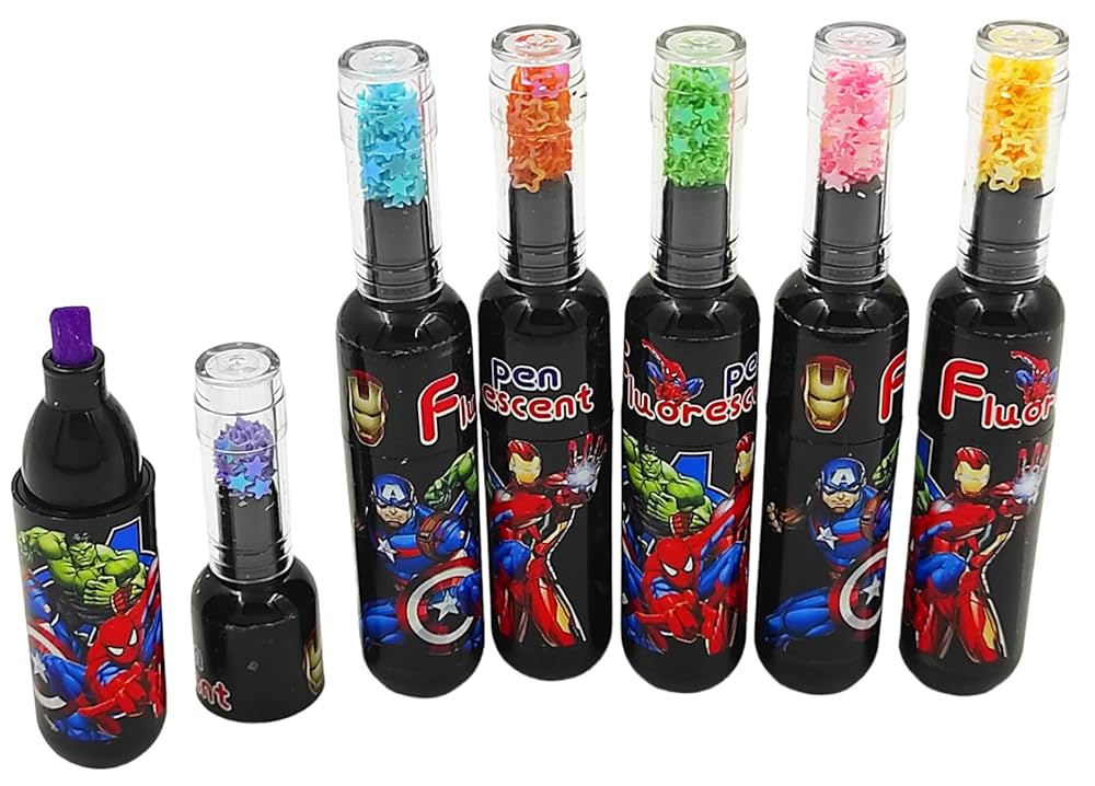 Bottle Highlighter Pens | One Pack (6 Pcs) | Boy's Theme Pack - Image 3