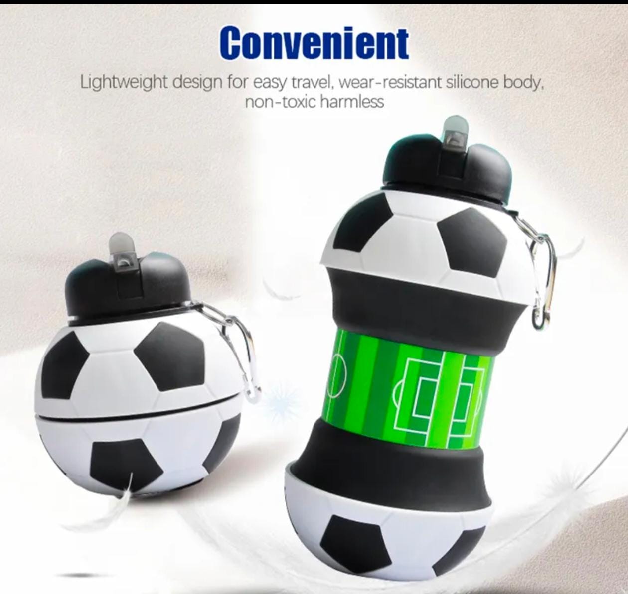 Football Silicon Foldable Water Bottle - Image 2