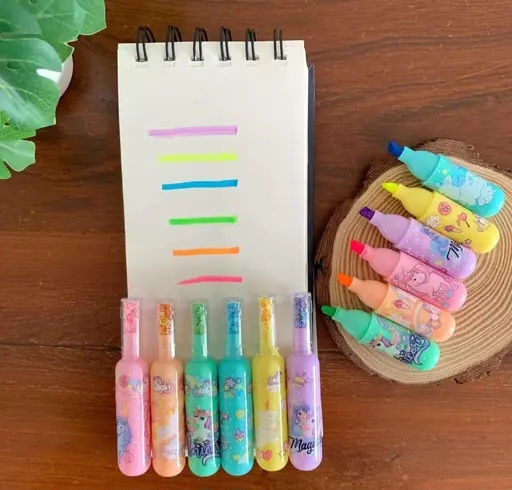 Bottle Highlighter Pens | One Pack - 6 Pcs | Girl's Theme Pack - Image 4