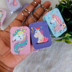 Unicorn Tin box Keychain | Rectangle Shape | Random Print | Pack of 1