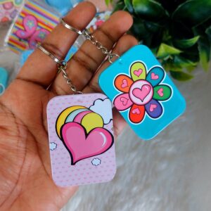 Tin Box Keychain | Heart Print | Mixed Design | Pack of 1